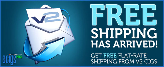 V2 Cigs Announces Free Shipping banner.