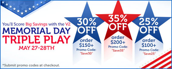 V2 Cigs Memorial Day Coupon Code Sale Coupon Code banner.